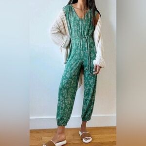 Anthropologie Weekend Sleep Lounge Jumpsuit Jogger Green Women's Sz XS
